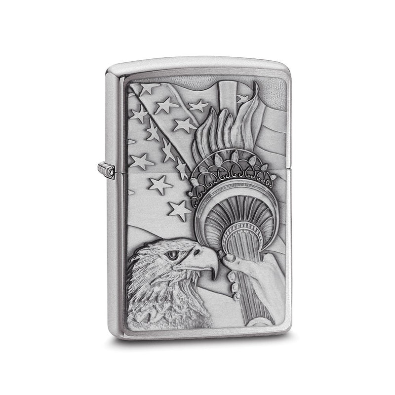 Zippo Something Patriotic Emblem Brushed Chrome Lighter