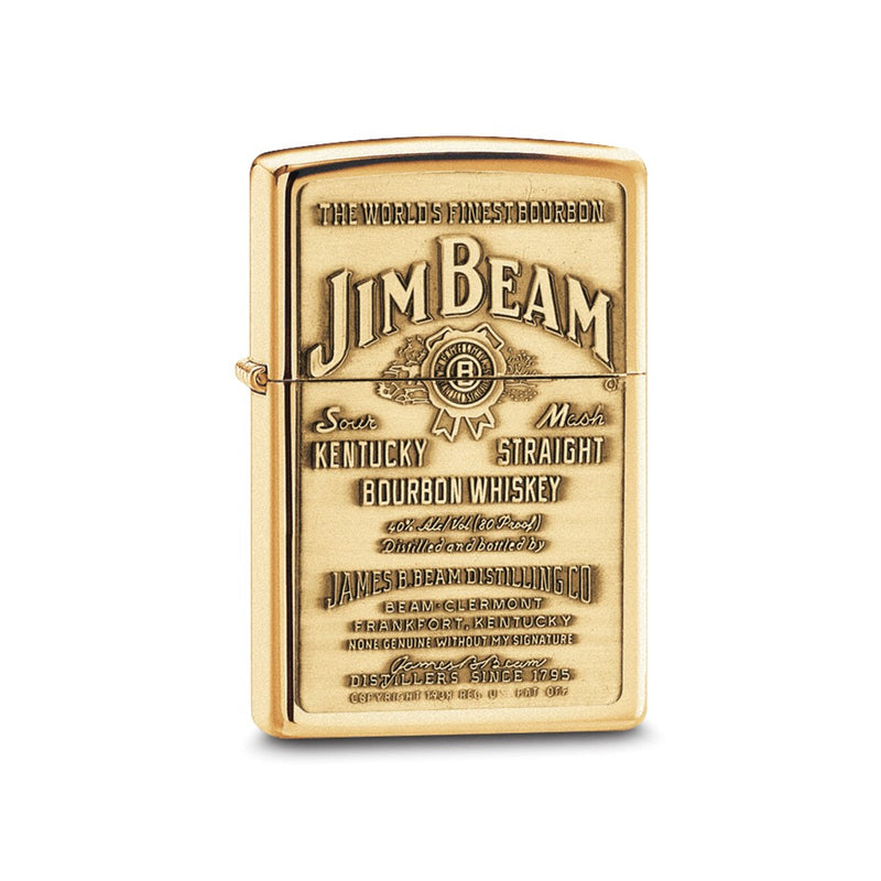 Zippo Jim Beam Label Emblem High Polished Brass Lighter