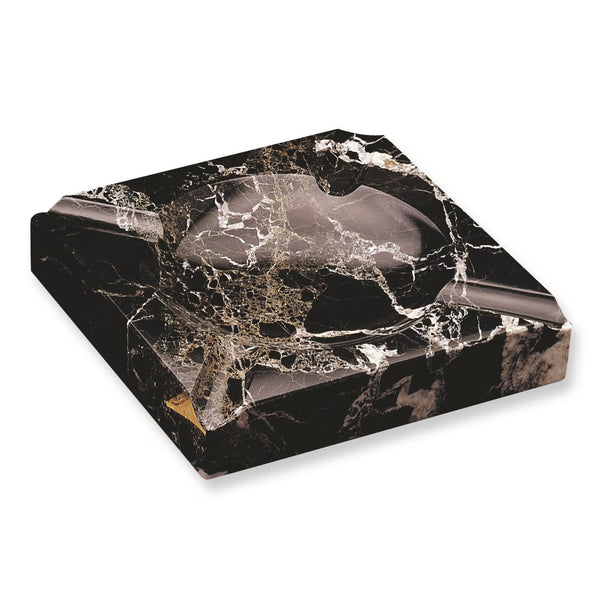 Handcrafted Black Solid Marble Square Cigar Ashtray