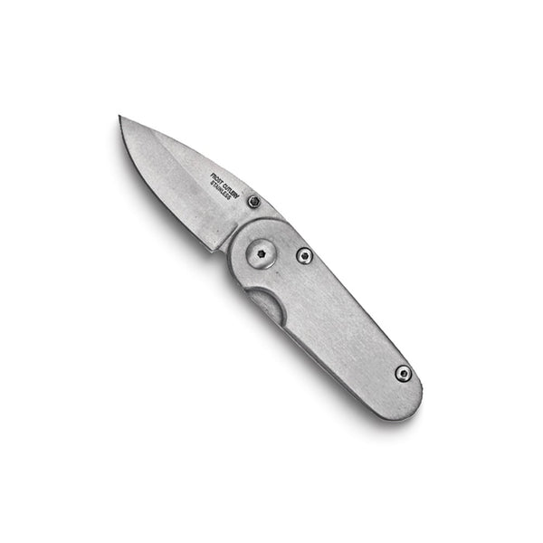 Stainless Steel Silver Stud Locking Pocket Knife with Belt Clip