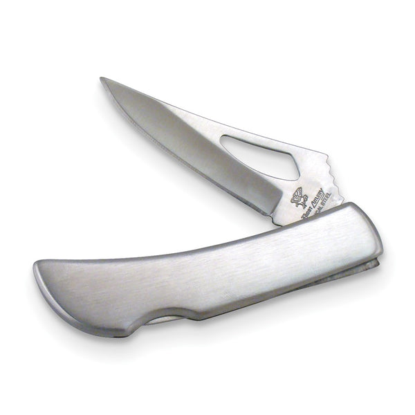 Frost Cutlery Stainless Steel Silver Hawk Locking Pocket Knife with Cut-out Blade