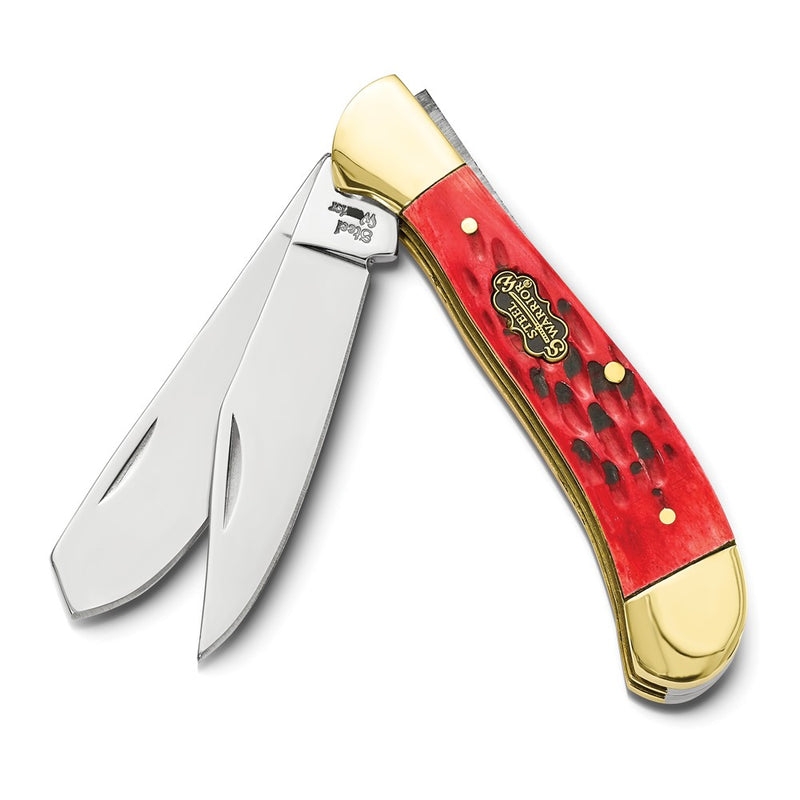 Steel Warrior Red Walnut Jig Handle Saddlehorn Pocket Knife with 440 Steel Blades