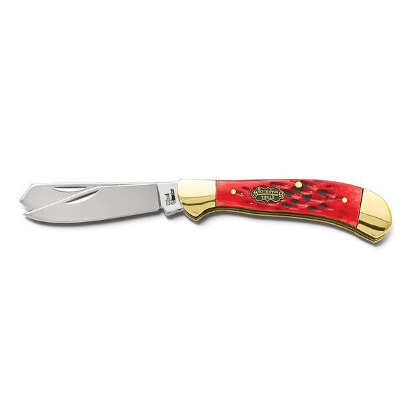 Steel Warrior Red Walnut Jig Handle Saddlehorn Pocket Knife with 440 Steel Blades