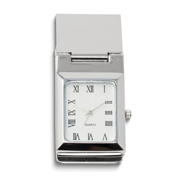 Nickel-plated Watch with White Face Money Clip