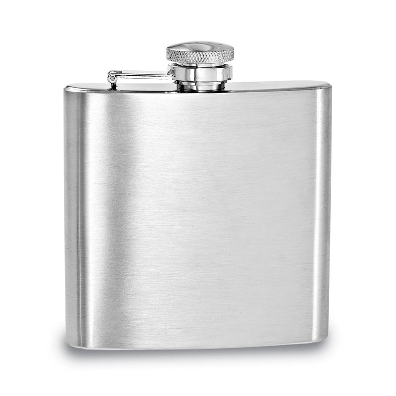 Rebel Steel Brushed Stainless Steel 6  ounce Square Flask with Funnel