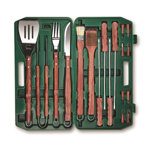 18 Piece Stainless Steel BBQ Set in Molded Plastic Case