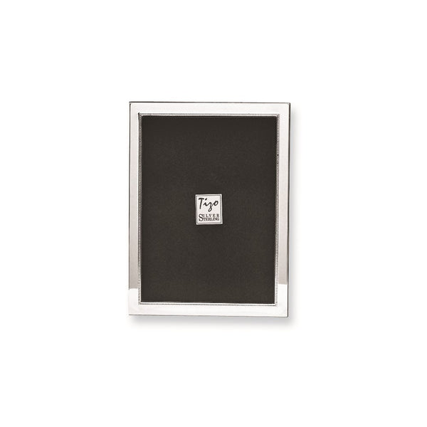 925 Sterling Silver Tarnish Resistant Beaded 5x5 Photo Frame with Finished Wood Back