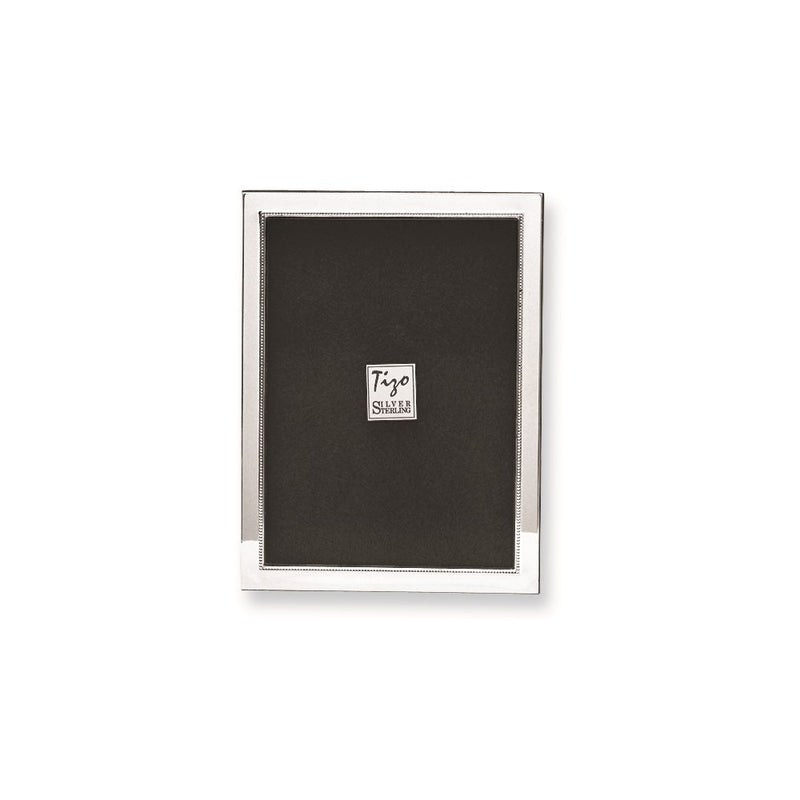 925 Sterling Silver Tarnish Resistant Beaded 5x5 Photo Frame with Finished Wood Back