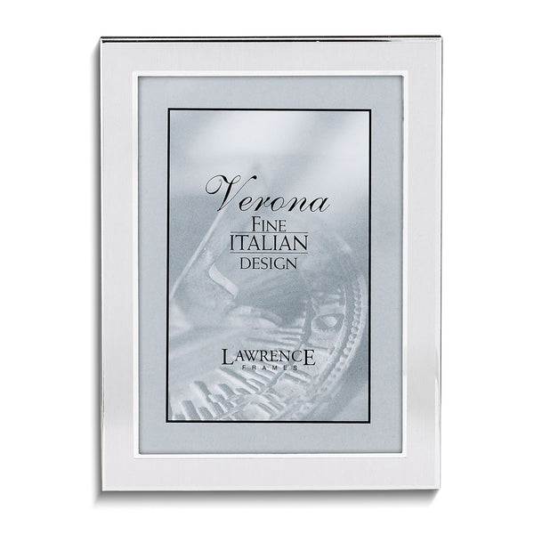 Silver-tone Brushed with Polished Edges 5x7 Metal Photo Frame