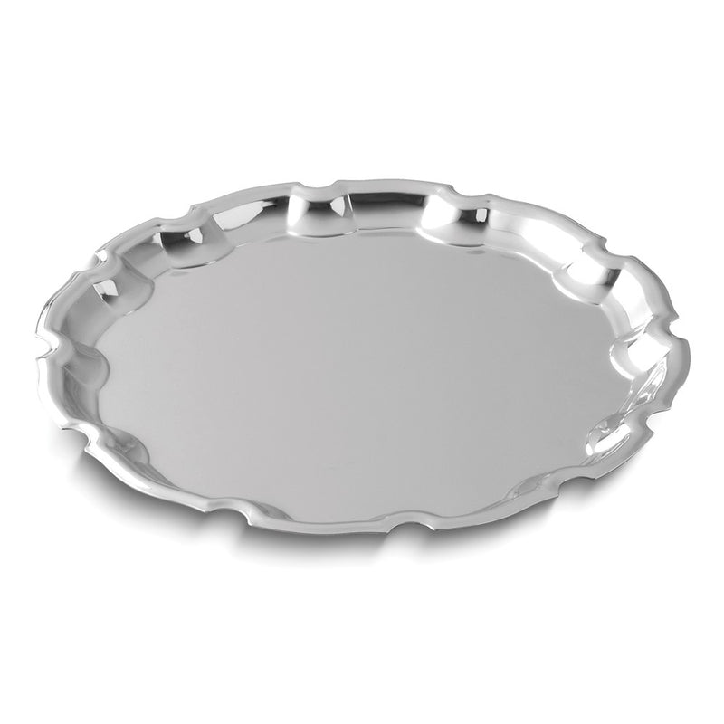 Nickel-plated Round 12 inch Chippendale Tray
