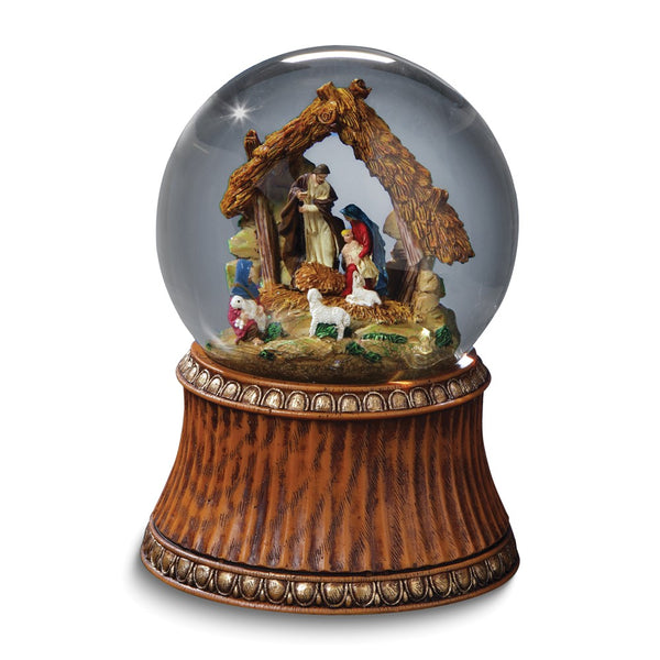 San Franciscto Music Box Nativity with Stable Musical (Plays The First Noel) Water Globe
