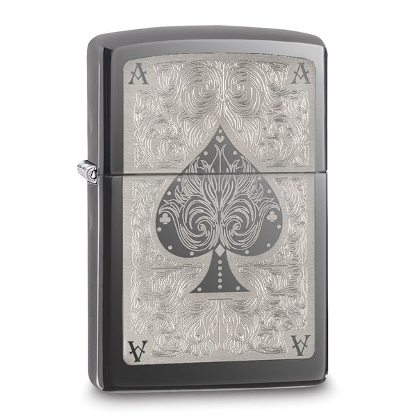 Zippo Ace of Spades Filigree Black Ice Lighter