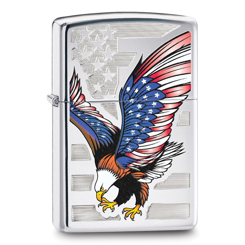 Zippo Eagle Flag High Polish Chrome Lighter