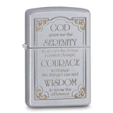 Zippo Serenity Prayer Satin Chrome Lighter