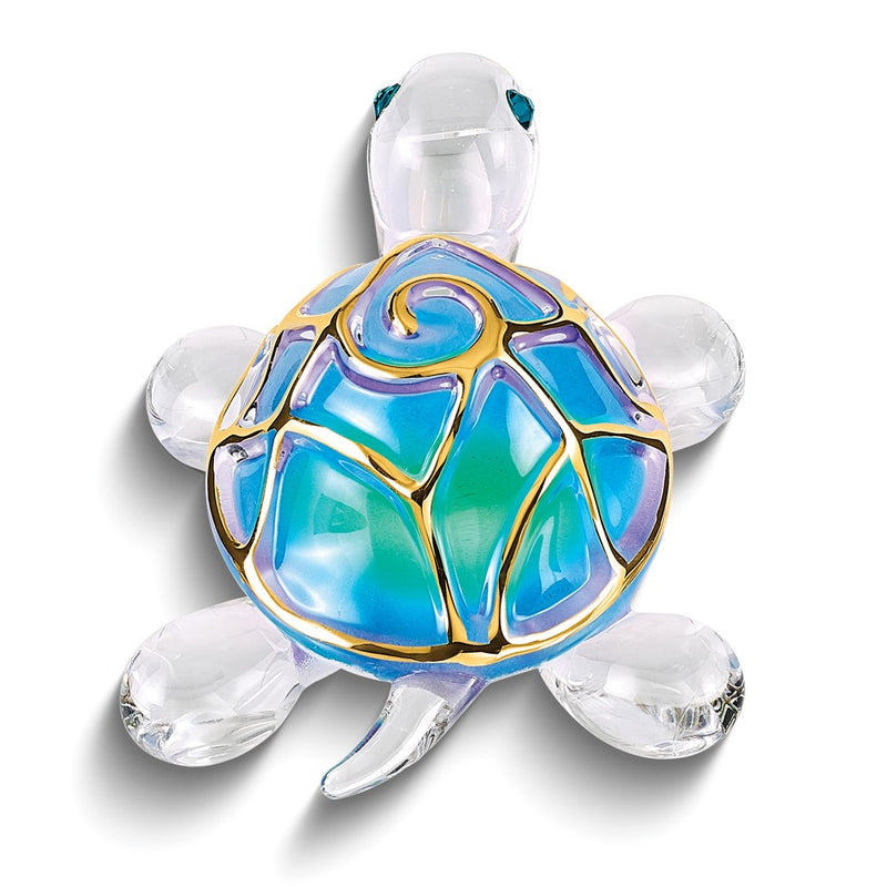 Tiffany the Turtle Handcrafted Glass Figurine with 22k Gold Trim