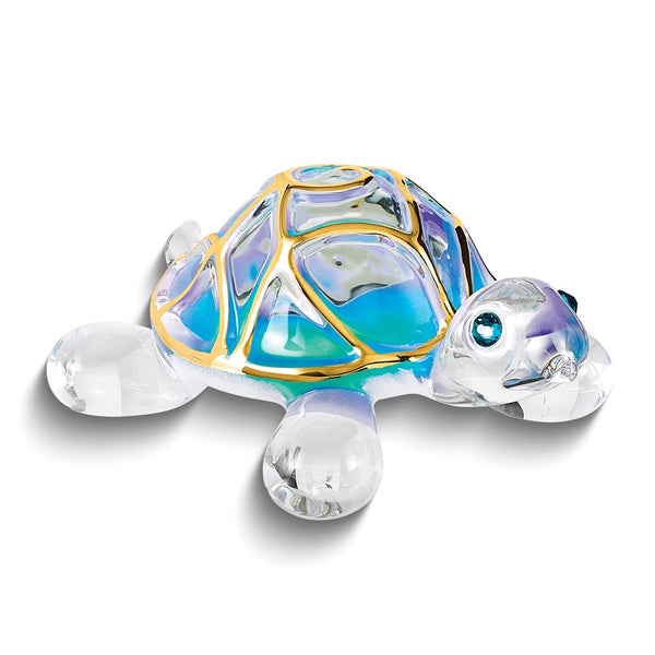 Tiffany the Turtle Handcrafted Glass Figurine with 22k Gold Trim