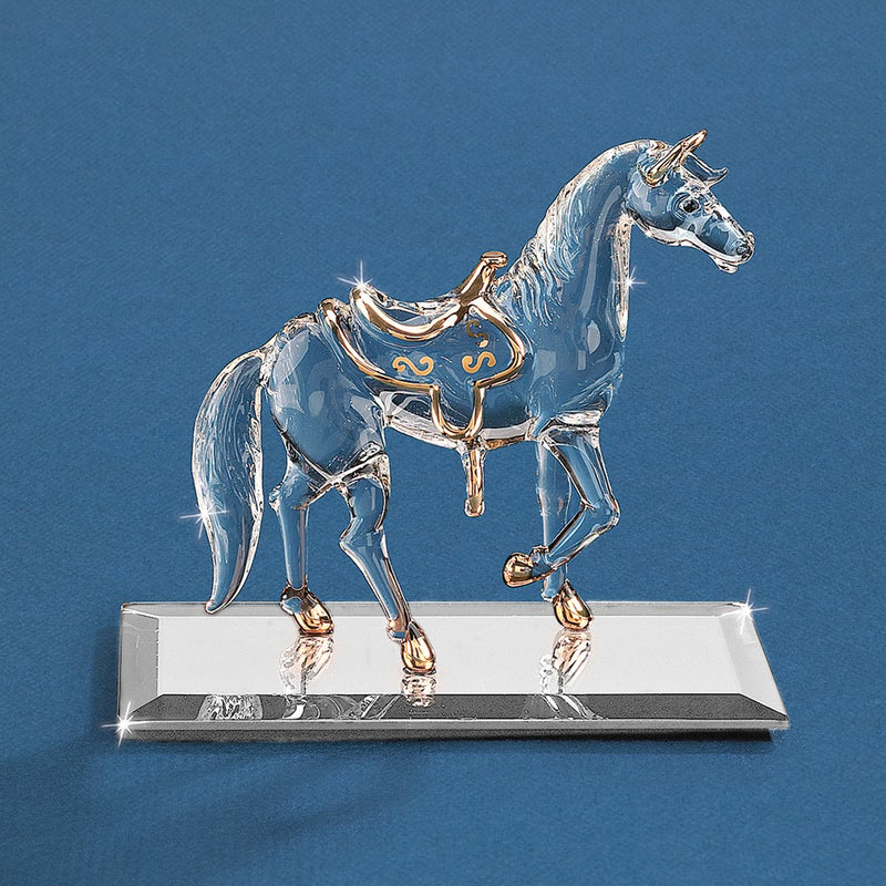 Horse Handcrafted Glass Figurine with 22k Gold Trim