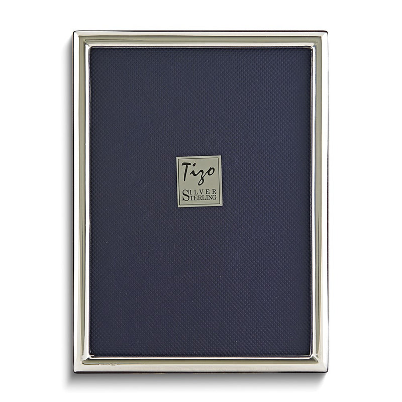 925 Sterling Silver Tarnish Resistant Narrow Plain 7.5x9.5 Photo Frame with Finished Wood Back