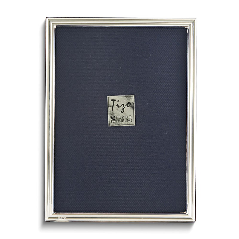 925 Sterling Silver Tarnish Resistant Narrow Grooved 4x6 Photo Frame with Finished Wood Back