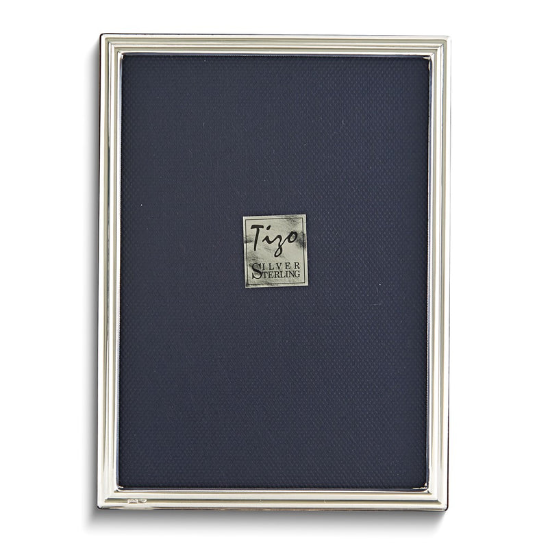 925 Sterling Silver Tarnish Resistant Narrow Grooved 7.5x9.5 Photo Frame with Finished Wood Back