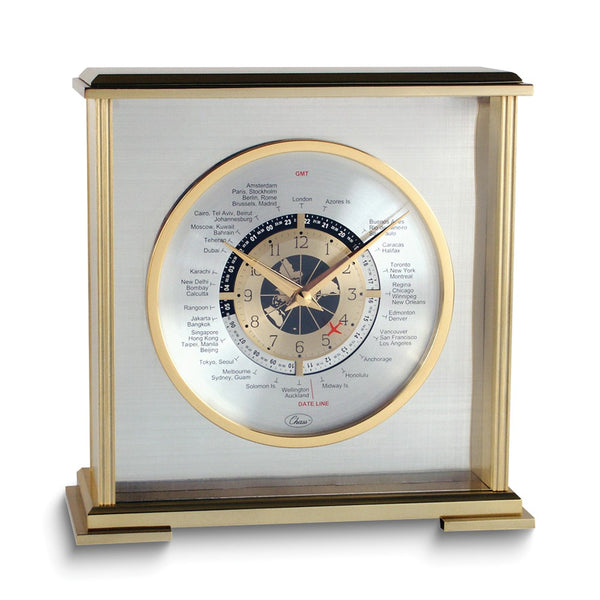 Aviator Gold-tone World Time Clock with Engraving Plate