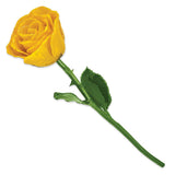 Yellow Lacquer Dipped Natural Rose with Green Leaves and Stem