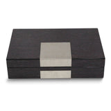 Lacquered Grey Finish with Metal Accent Wooden Valet Jewelry Box