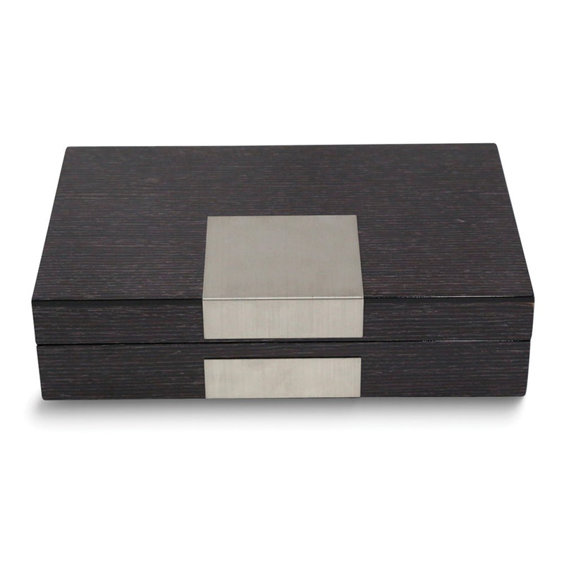 Lacquered Grey Finish with Metal Accent Wooden Valet Jewelry Box