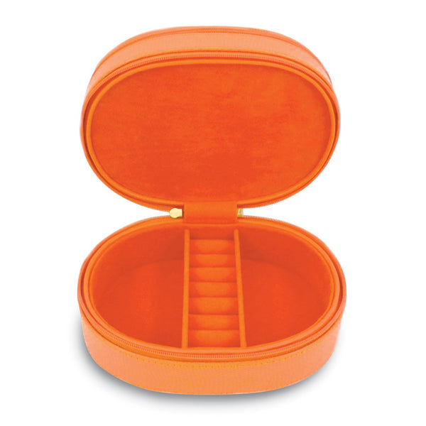 Orange Leather Two Level Jewelry Case