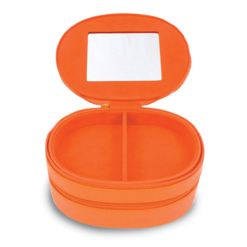 Orange Leather Two Level Jewelry Case