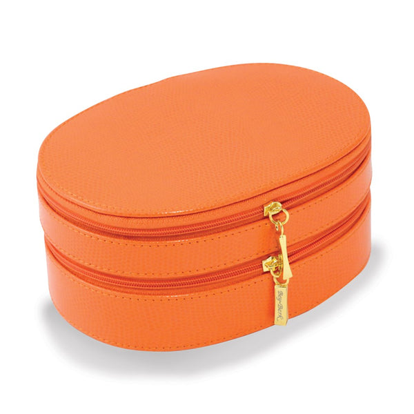 Orange Leather Two Level Jewelry Case