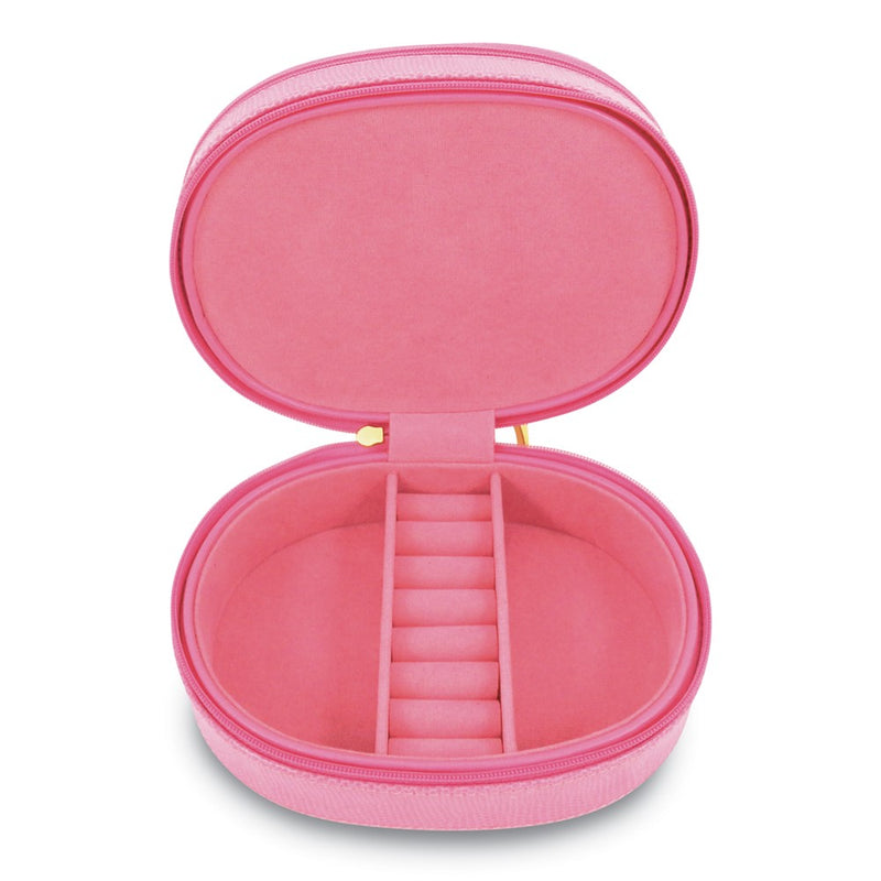 Pink Leather Two Level Jewelry Case