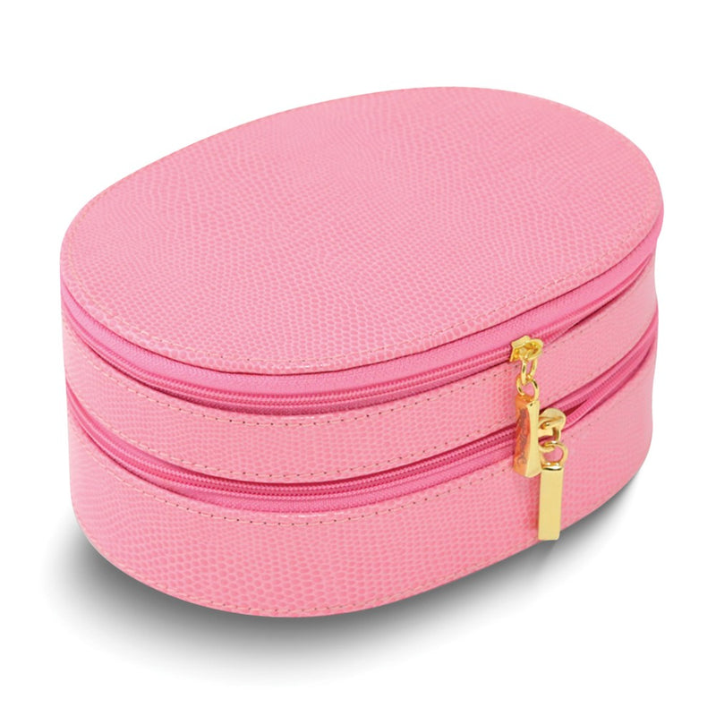 Pink Leather Two Level Jewelry Case