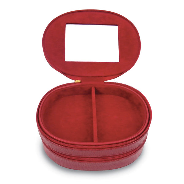 Red Leather Two Level Jewelry Case