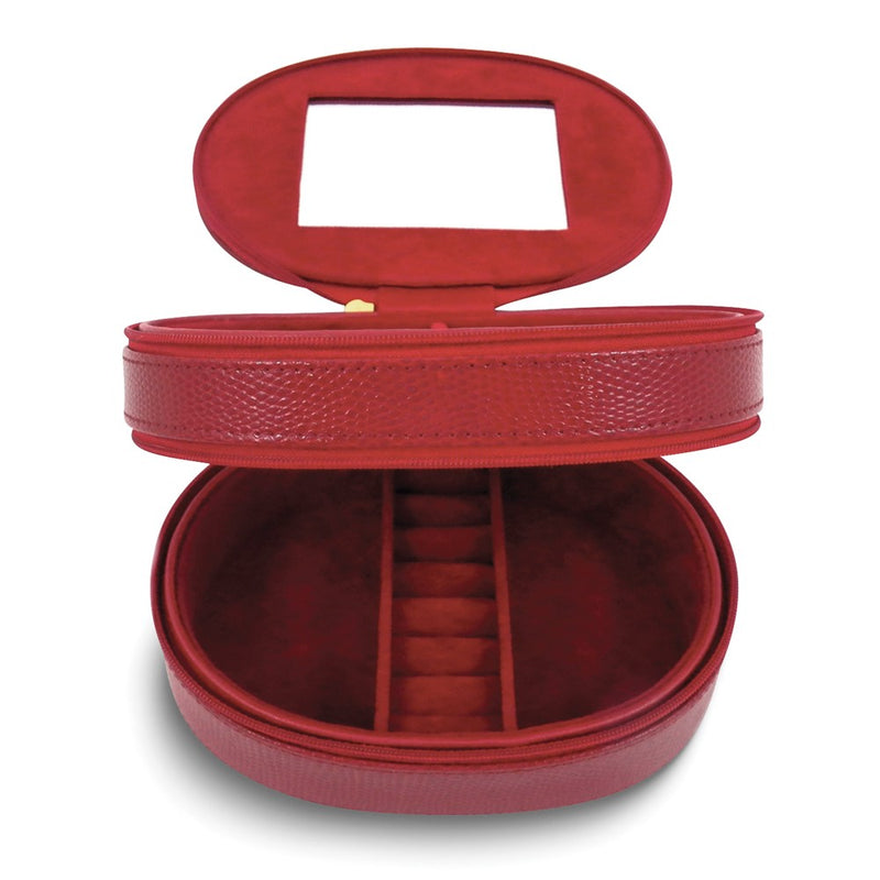 Red Leather Two Level Jewelry Case