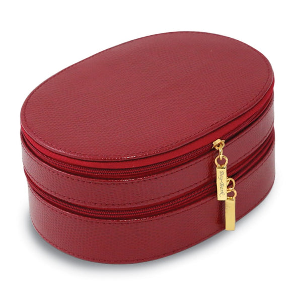 Red Leather Two Level Jewelry Case