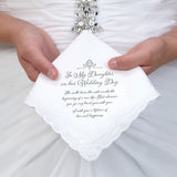 Lillian Rose TO MY DAUGHTER ON HER WEDDING DAY with Sentiment Cotton Hankie
