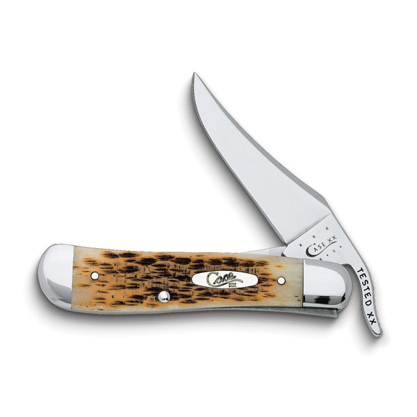 Case Amber Bone Handle Handle RussLock Pocket Knife with Tru-Sharp Stainless Steel Blade