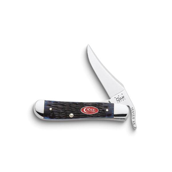 Case Navy Blue Bone with Red Shield Handle RussLock Pocket Knife with Tru-Sharp Stainless Steel Blade