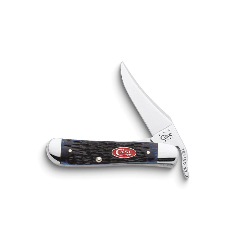 Case Navy Blue Bone with Red Shield Handle RussLock Pocket Knife with Tru-Sharp Stainless Steel Blade