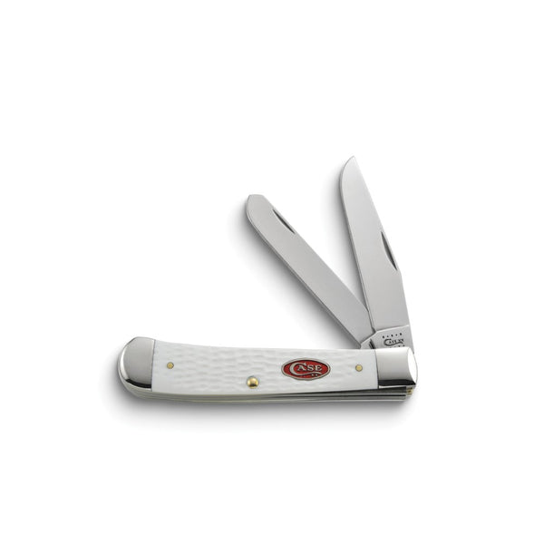 Case White Synthetic Handle SparXX Trapper Pocket Knife with Tru-Sharp Stainless Steel Blades