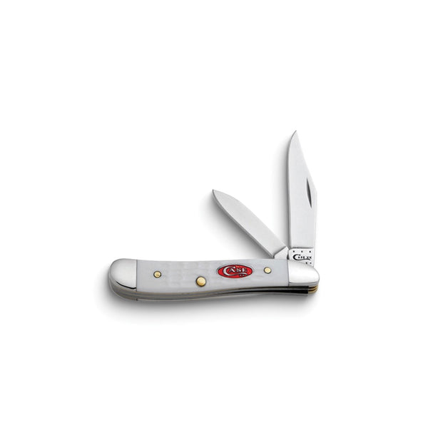 Case White Synthetic Handle SparXX Peanut Pocket Knife with Tru-Sharp Stainless Steel Blades