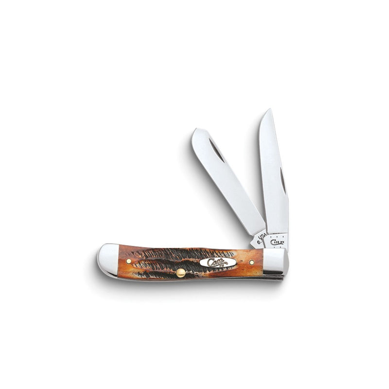 Case Bone Stag Handle Trapper Pocket Knife with Tru-Sharp Stainless Steel Blades