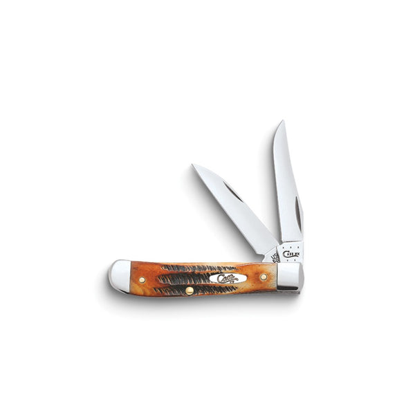 Case Bone Stag Handle Mini Trapper with Wharncliff Blade Pocket Knife with Tru-Sharp Stainless Steel Blades