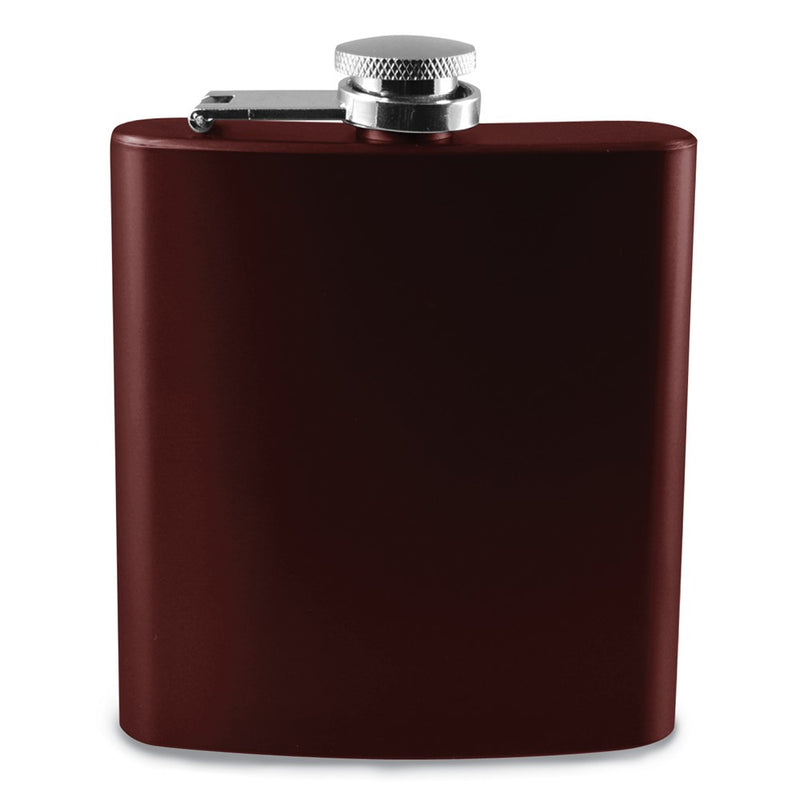 Stainless Steel Burgundy Engravable 6 ounce Flask
