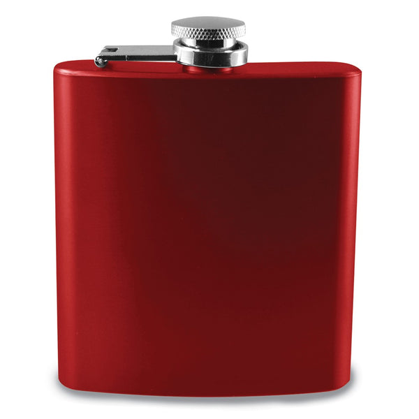 Stainless Steel Red Engravable 6 ounce Flask