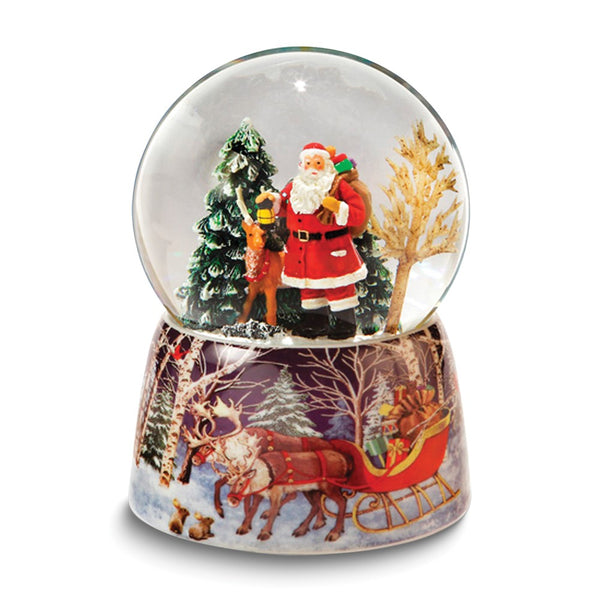 San Franciscto Music Box Santa and Reindeer Musical (Plays Jolly Old St. Nick) Snow Globe