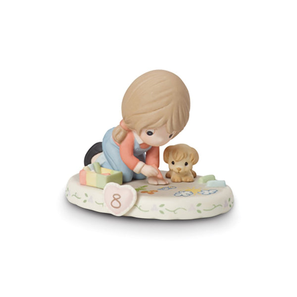 Precious Moments Growing Grace Age Eight Brunette Porcelain Figurine