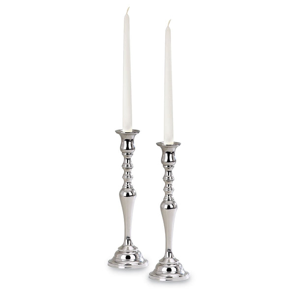 Hampton Pair of 12.5 Inch Nickel-plated Candlesticks