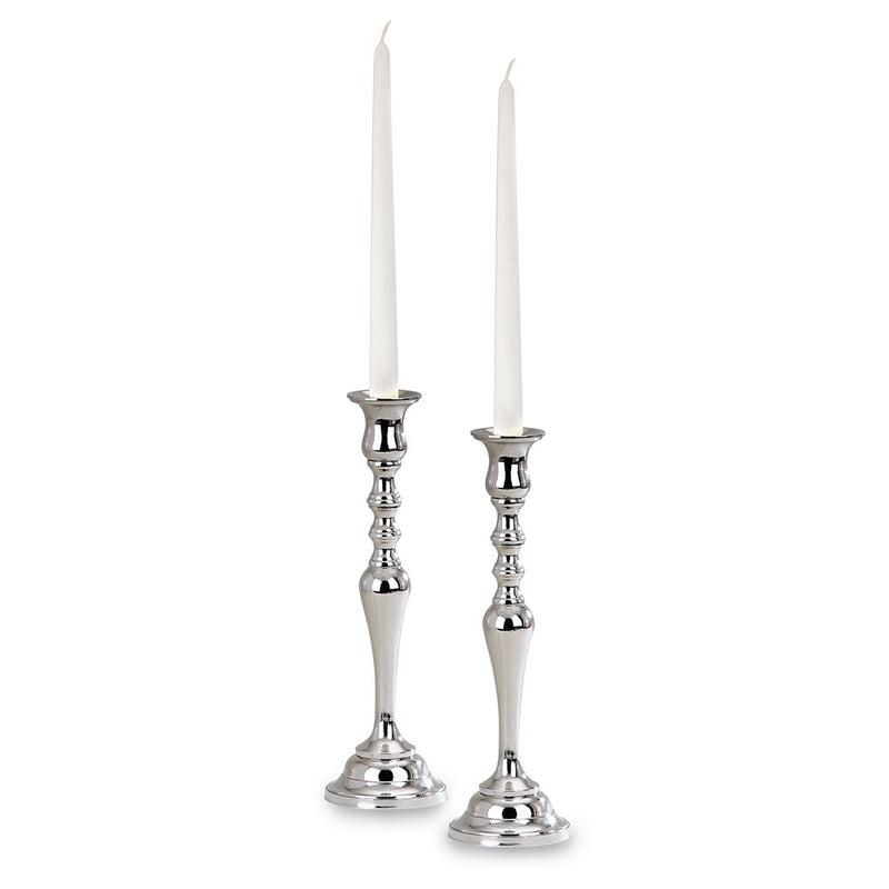 Hampton Pair of 12.5 Inch Nickel-plated Candlesticks